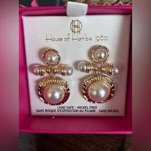 House of Harlow 1960 Gold Pearl Earrings
